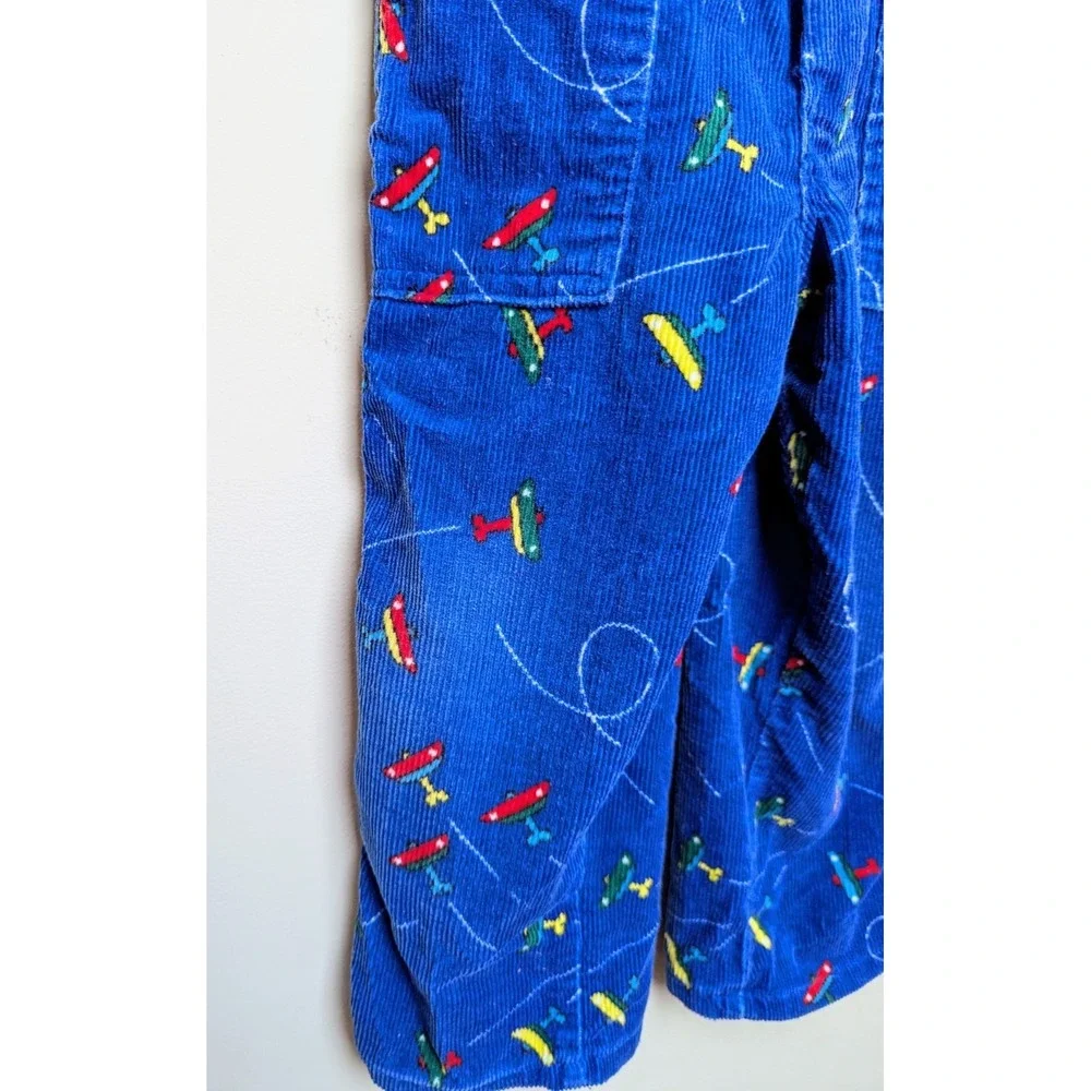 Vintage‎ Osh Kosh B'Gosh Corduroy Airplanes 80s Union Made USA Bib Overalls 4T
